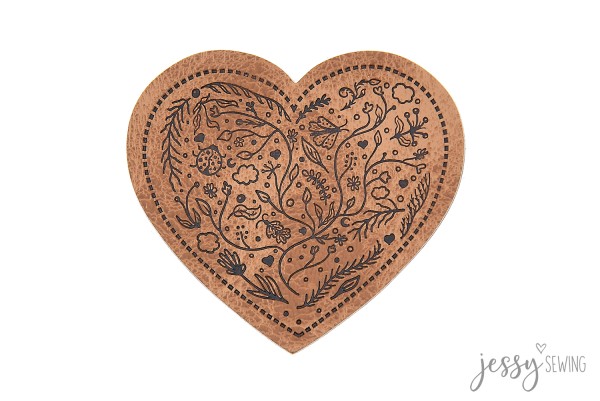 Kunstleder Label - "Flower Heart"