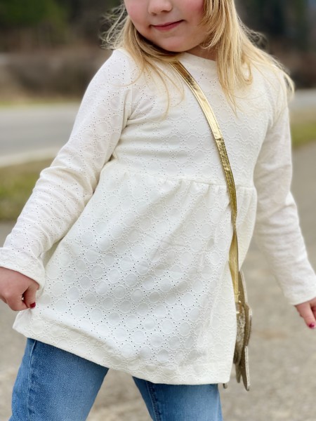 Lochstickerei - kleine Kreise - creme - Baumwolljersey