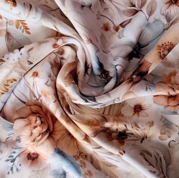 natural flowers - Allover - Bambus Musselin