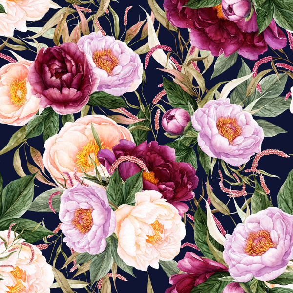  Peony Love - blau - French Terry