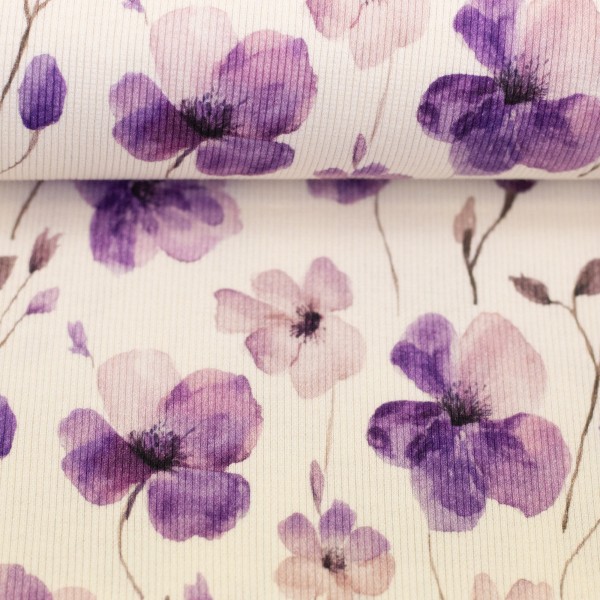 Swafing - Rippjersey - Hermine - lila Blüten