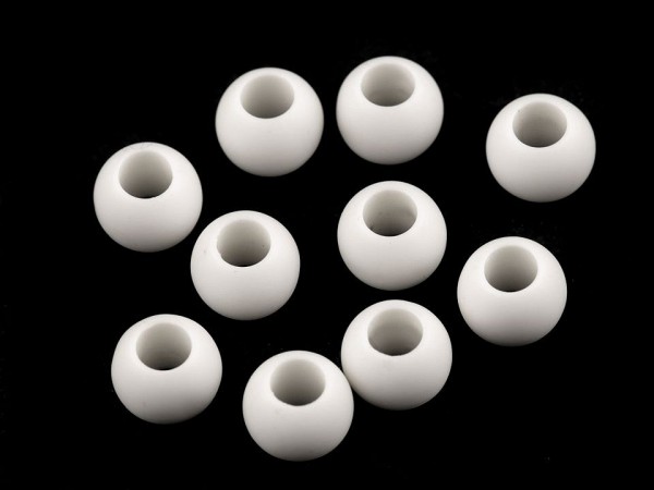 Großlochperle - matt - 10x12 mm - weiß - 1 Stk
