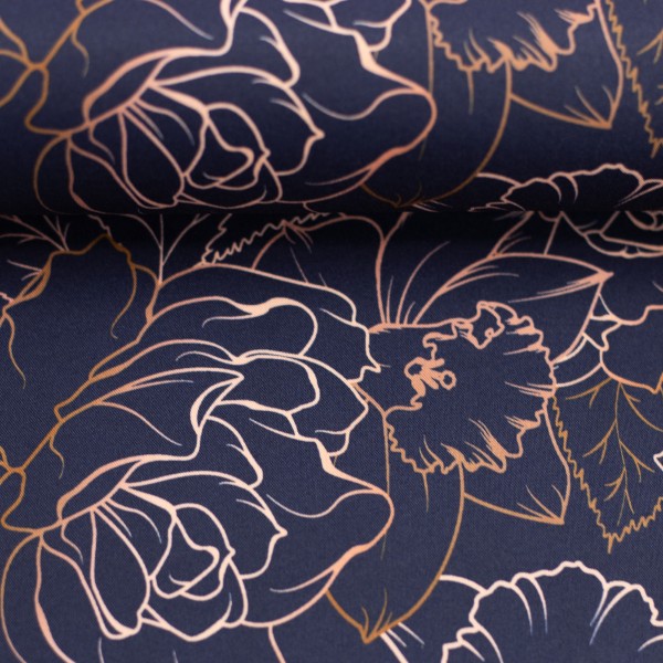 Swafing - Fiete - rosé Blüten - navy - Nano-Softshell