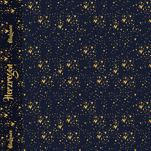 Eigenproduktion - Herzregen - Fakeglitzer - navy-gold - French Terry