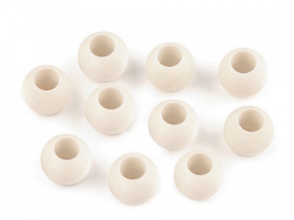 Großlochperle - matt - 10x12 mm - creme - 1 Stk
