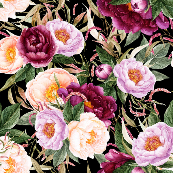 Eigenproduktion - Peony Love - schwarz - Viskosejersey