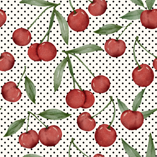 Eigenproduktion - retro cherrys - weiß - Baumwolljersey