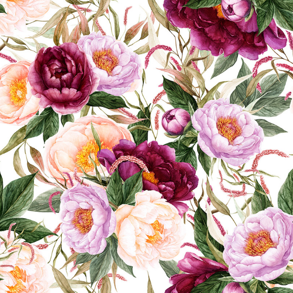 Eigenproduktion - Peony Love - weiß - Viskosejersey