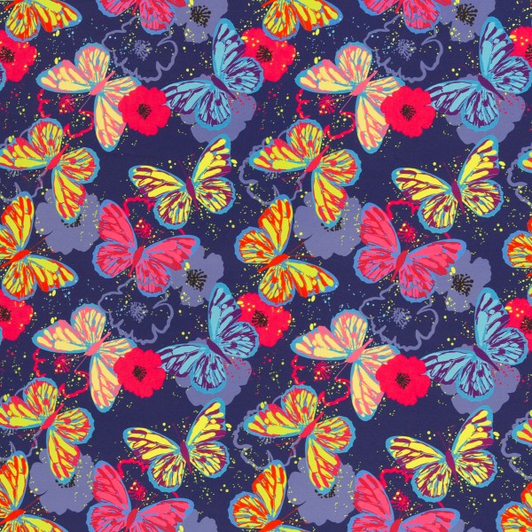 Swafing - Fiete - bunte Schmetterlinge - blau - Softshell