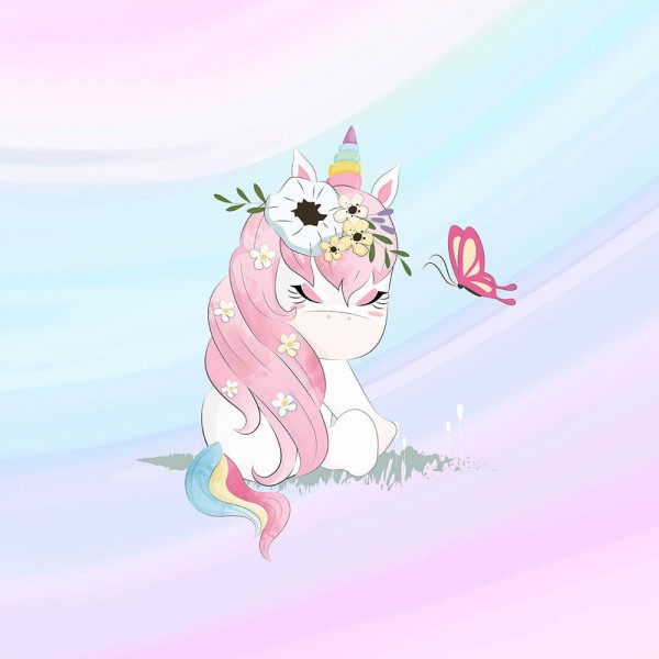 Panel - Einhorn mit Blumenschmuck - French Terry