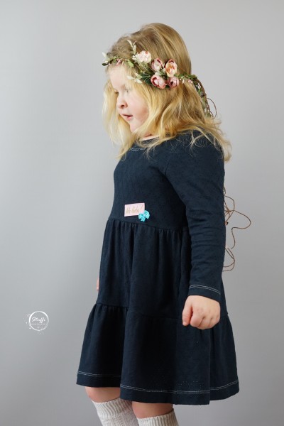 Lochstickerei - Rauten - dunkelblau - Baumwolljersey