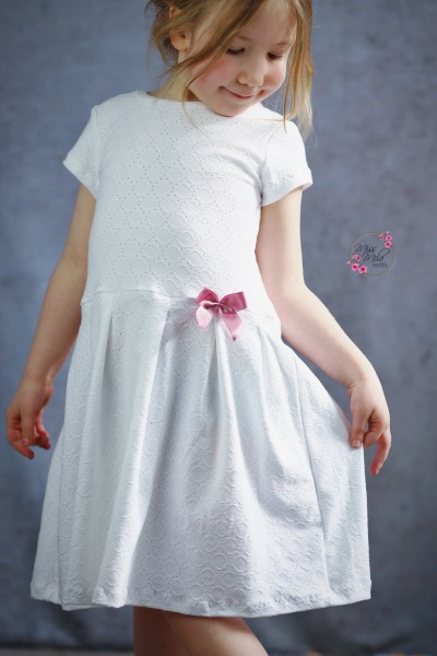 Lochstickerei - kleine Kreise - weiß - Baumwolljersey