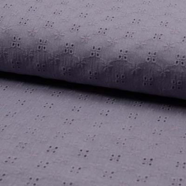 Lochstickerei - kleine Blümchen - altlila - Webware