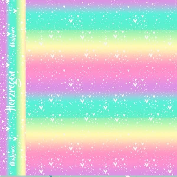 Eigenproduktion - Herzregen - regenbogen-pastell - French Terry