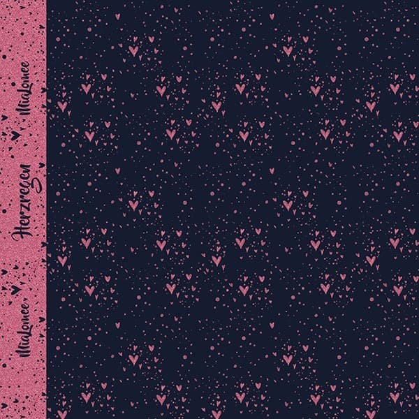 Eigenproduktion - Herzregen - Fakeglitzer - navy-beere - French Terry
