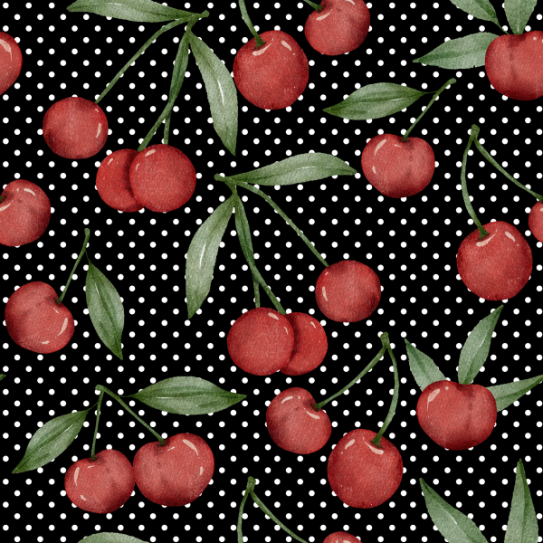 Eigenproduktion - cherry dots - schwarz - Baumwolljersey