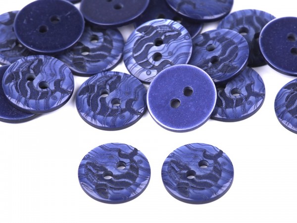 Zweiloch-Knopf - Wal - blau - 15,4mm - glänzend - 1 Stk