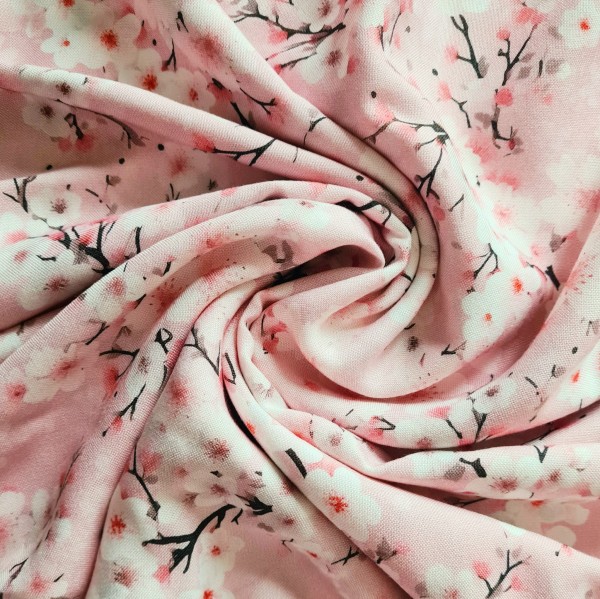 Kirschblüten - Allover - blau - Bambus Musselin