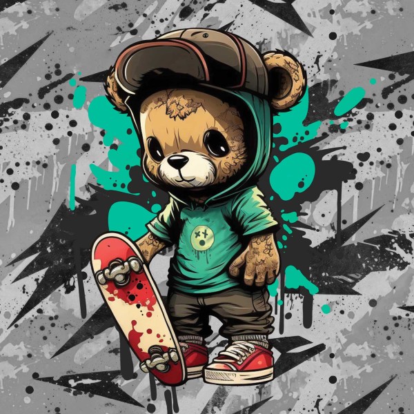 Panel - Tattoo-Animals - Bär - French Terry