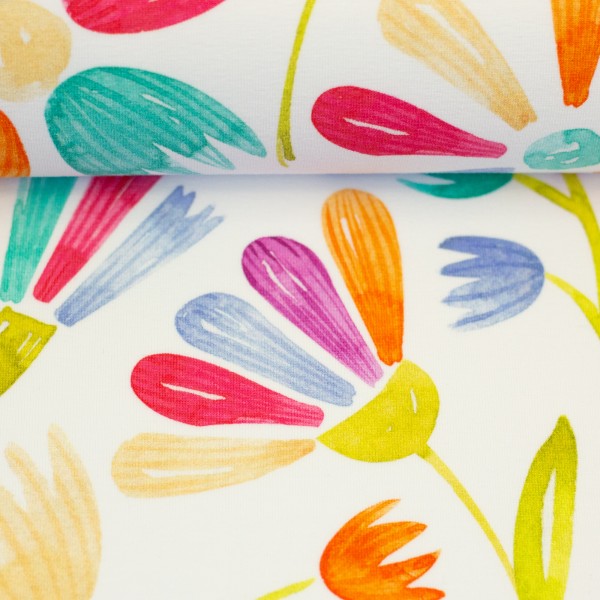 Swafing - Flowerpop by Hip Som Hap - Blumen weiß - BW-Jersey