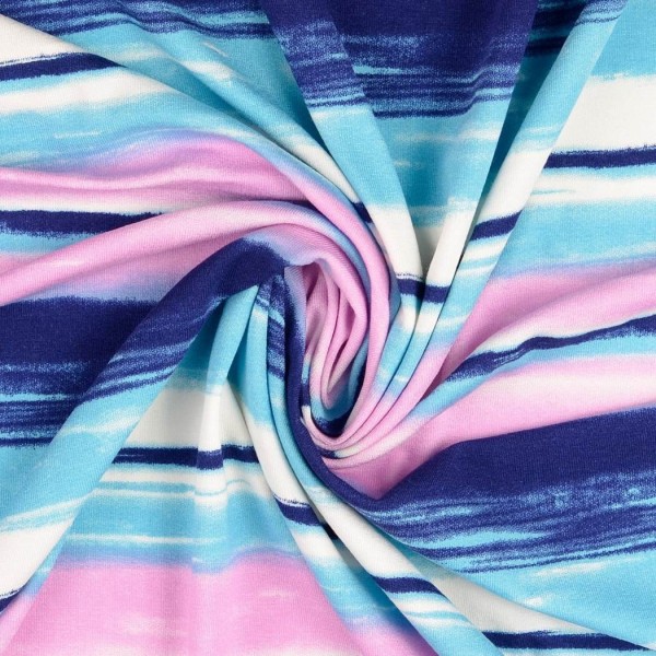 Viskose Jersey - wild Stripes - flieder-blau