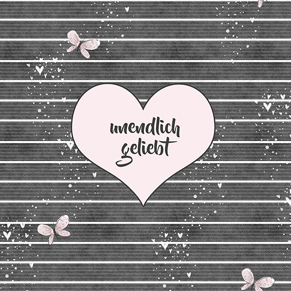 Eigenproduktion - Panel - Denim Herz - grau - unendlich geliebt - French Terry