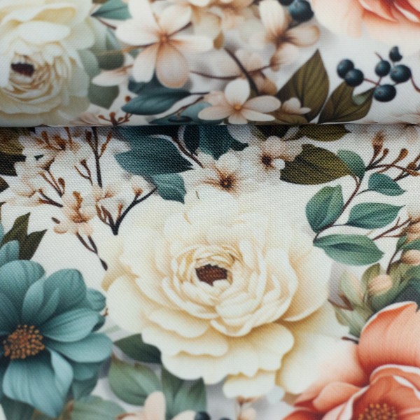  - Blüten, smaragd/apricot/naturweiß