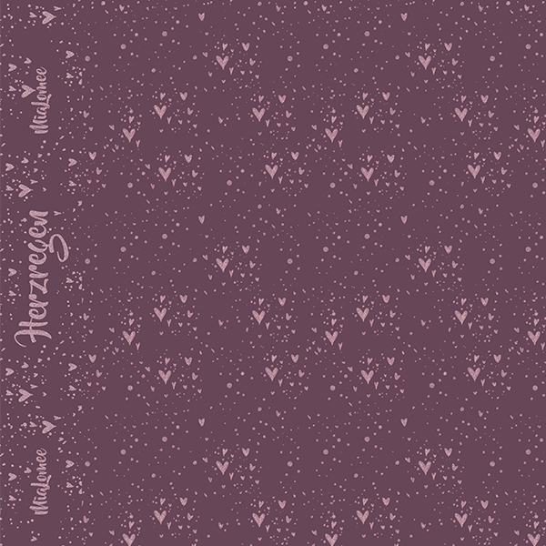 Eigenproduktion - Herzregen - Fakeglitzer - aubergine-rosa - French Terry