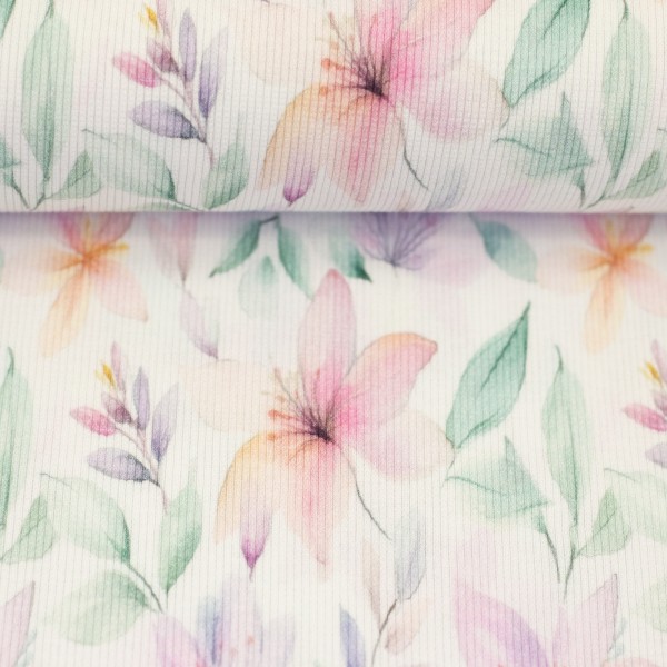 Swafing - Rippjersey - Hermine - pastell Blüten