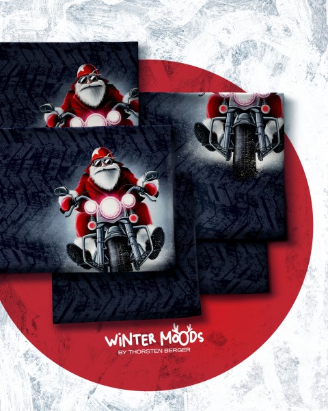 Swafing - Winter Moods - Design by Thorsten Berger - Panel - Weihnachtsmann blau - French Terry